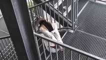 Stella roped hard on stairs 2/2