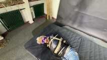 Alice bound, gagged and vibed in a shiny nylon Windbreaker. She enjoyed it :)
