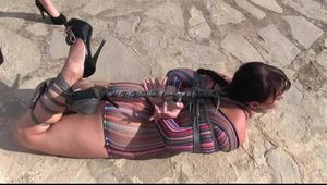 The Spain Files - Yvette Costeau challenged by Rija Mae - Outdoor Hogtie in the Sun