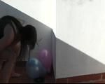 barefoot balloon trampling