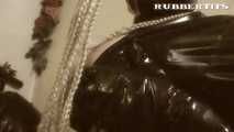 Raven arrives - hevy Rubber, Hot oily tits and a double-dildo! Pt.1