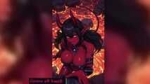 Gol Busty Demon Girl Lava Bath