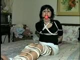 40 Yr OLD HAIRDRESSER CHER IS BALL-GAGGED TIED WITH 50 FEET OF ROPE & AN UP SKIRT PANTY SHOT (D44-10)