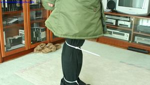 Angel tied up in heavy winter clothes