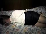 30 Yr OLD BBW SINGLE MOM GETS HANDGAGGED, MOUTH STUFFED, TAPE GAGGED AND HOG-TIED ON THE BED (D64-4)