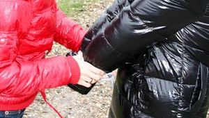Jill tied and gagged by Petra in a shiny 