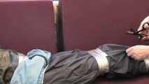 Rey Sanson bound and gagged in a shiny nylon Rainwear gets Pants ripped of