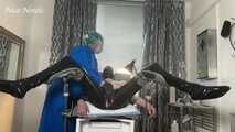 Anal stretching for my new patient on the gynecological chair . He has the choice