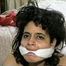 18 Yr OLD LATINA ZARR IS GAGGED WITH SWEATY STINKY NYLONS, TIED WITH LEATHER BELTS, CLEAVE GAGGED, BAREFOOT, BALL-TIED & HANDGAGGED (D54-8)