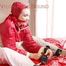 Jill ties, gagges and hoodes herself with a bar on bed wearing a white shiny nylon rain pants and a white/red oldschool down jacket (Pics)