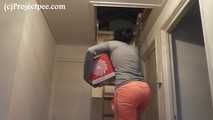 078116 Rachel Pees From The Loft Ladder    