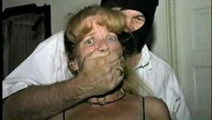 38 Yr OLD CASHIER IN BLACK LEATHER DRESS, TIED & GAGGED HOSTAGE (D22-14)
