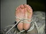 30 Yr OLD SINGLE MOM STRIPS DOWN THEN PUTS ON GARTER BELT & NYLON STOCKINGS, IS TOE-TIED, TAPE GAGGED, HOG-TIED, SPANKED, DILDOED, & F0RCED TO SMELL HER OWN STOCKINGS (D55-4)