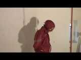 0210 min video with Alina tied and gagged in shiny nylon shorts