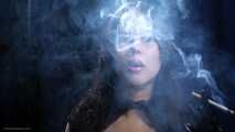 Dark Authority – Intense Solo Smoking Session in glossy gloves