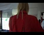 Pia wearing a sexy shiny nylon shorts and a rain jacket during her workout (Video)