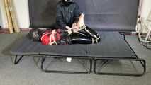 Myxxxy bound and gagged in shiny nylon Rainwear