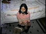 18 Yr OLD AMERICAN INDIAN COLLEGE STUDENT IS MOUTH STUFFED, HANDGAGGED, DUCT TAPE GAGGED, BAREFOOT, TOE TIED UP ON HER DORM ROOM FLOOR (D61-10)