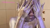 Xiaomeng Experiencing Bling Silver Body Painting