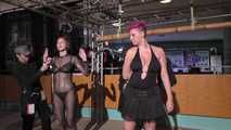 Three tied Girls Public Bondage Walk