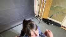 Lana bound and gagged in shiny nylon Rainwear