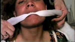 STUFFED MOUTH, BALL-TIED, UP-SKIRT HOSTAGE BETH (D18-5)