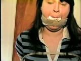 22 YEAR OLD DEREK IS CLEAVE GAGGED WITH A STINKY SWEATY SOCK IN HER MOUTH & TIED TO A CHAIR (D43-10)