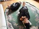 [From archive] Elvina & Sara - rope ball tie and black cling film wrap BTS