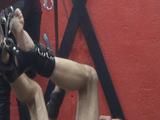 Slave is hung and gets beats 