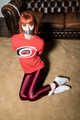 1002 Amber in Shiny Pants and Carolina TShirt