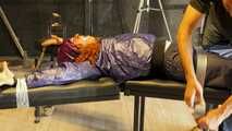 Lola Montez tied, gagged and tickeled in shiny Rainwear