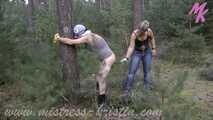 Clip #016 Quickie in the woods - outdoors with a strap-on dildo