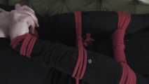 Vanessa hogtie on couch 2/2