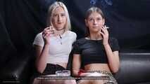 Girls smoking and giving an interview about they smoking experience