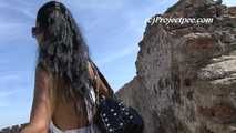 016237 Eve Pees On The Castillo Battlements