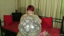 Large transparent balloon blown up ...