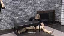 Viktoria rests on the slave's balls and blows smoke into his mouth