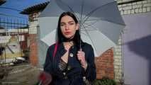 Attractive Lera taking a smoke break outside