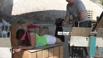 Susi hogtied on box 1/2