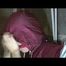 Nicole tied and gagged in a beautiful shiny silver/red PVC suit by Sophie in the cellar (Video)
