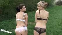 Merry & Nina Outdoor lesbians Fun and Blowjob