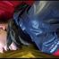 Jill tied and gagged on a bed wearing an sexy shiny nylon shorts and an oldschool rain jacket (Video)