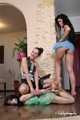 Lucky & La Pulya & Xenia - Trash bag fashion show with one girl hogtied