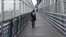 078081 Rachel Pees On The Bridge Over The Hudson River 