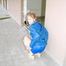 Leonie wearing a sexy shiny nylon shorts and a rain jacket posing for the camera (Pics)
