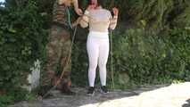 Bondage Walk Training in a public Park
