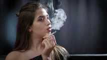 Dreamy lady Irina showing her smoking skills in a closeup video