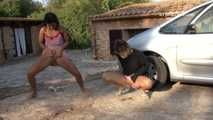 041007 Susana & Leticia Take Their First Pee Of The Day