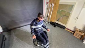 Lana bound and gagged in shiny nylon Rainwear