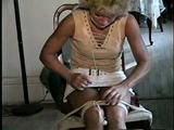 41 Yr OLD COURT CLERK WET CLEAVE GAGGED, CHAIR & BAREFOOT TOE-TIED (D40-10)